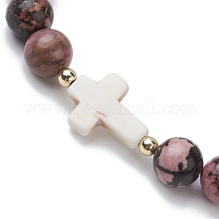 Charka Theme Mixed Gemstone Round Beaded Stretch Bracelets for Women Men&nbsp;BJEW-JB11365