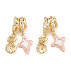 Brass Enamel & Clear Cubic Zirconia European Dangle Charms&nbsp;KK-CBA415D-12G