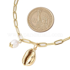Natural Freshwater Pearl & Electroplated Shell Pendant Necklaces&nbsp;NJEW-JN05105