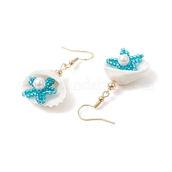 Shell Shape 304 Stainless Steel Dangle Earrings&nbsp;EJEW-MZ00376-04