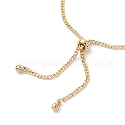 Adjustable Brass Clear Cubic Zirconia Flat Round Link Chains Slider Bracelets&nbsp;BJEW-JB12326