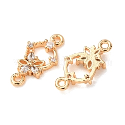 Brass Pave Clear Cubic Zirconia Connector Charms&nbsp;CU-CBAEC99-10G