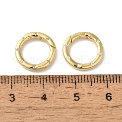 Rack Plating Brass Micro Pave Clear Cubic Zirconia Spring Gate Rings&nbsp;KK-G504-10G