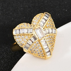 Brass Micro Pave Cubic Zirconia Adjustable Cuff Rings&nbsp;RJEW-C139-11G