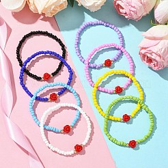8Pcs 8 Colors Glass Seed Beaded Stretch Bracelet Sets&nbsp;BJEW-MZ00103