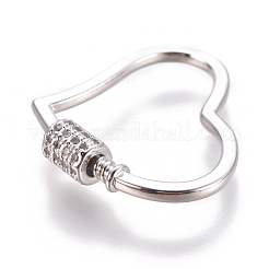 Brass Micro Pave Cubic Zirconia Screw Carabiner Lock Charms&nbsp;ZIRC-F105-08P