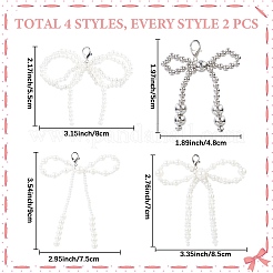 4 Pairs 4 Styles Plastic Imitation Pearl Bowknot Shoe Charms&nbsp;DIY-CP0012-08
