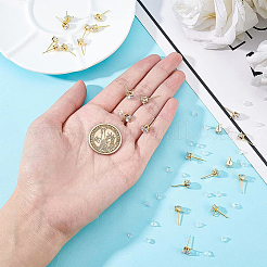 12 Pairs Flat Round Brass Clear Cubic Zirconi Stud Earring Findings&nbsp;KK-BC0008-77