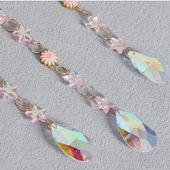 Natural Rose Quartz Chips Moon Pendant Decorations&nbsp;HJEW-D302-10