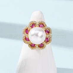 Adjustable Brass Micro Pave Cubic Zirconia Finger Rings for Women&nbsp;RJEW-A098-04G