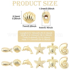 12Pcs 6 Styles Rack Plating Brass Beads&nbsp;KK-CJ0005-86