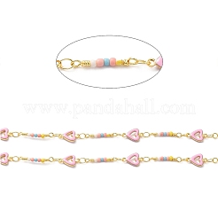 Handmade Brass Enamel Heart Link Chains&nbsp;CHC-M024-25G-03
