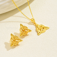 Trinity Knot Brass Stud Earrings & Pendant Necklaces Sets for Women&nbsp;JL1010