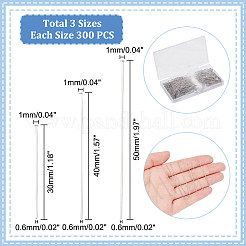 900Pcs 3 Styles 304 Stainless Steel Flat Head Pins&nbsp;STAS-UN0054-02