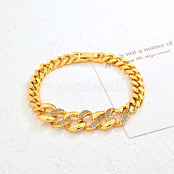 Brass Micro Pave Clear Cubic Zirconia Cuban Link Chains Bracelets for Women&nbsp;GK6630
