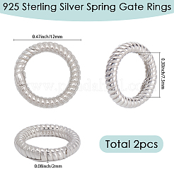 2Pcs 925 Sterling Silver Spring Gate Rings&nbsp;STER-SC0001-57