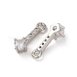 Brass Micro Pave Clear Cubic Zirconia Charms&nbsp;KK-C253-07P