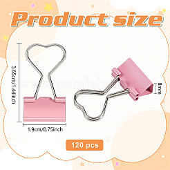 120Pcs Iron Heart-Shaped Pink Binder Clips&nbsp;OFST-DR0002-02