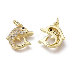 Brass Micro Pave Clear Cubic Zirconia Charms&nbsp;ZIRC-H100-02G