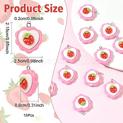 15Pcs Strawberry Charms with Platinum Plated Iron Loops&nbsp;RESI-YW0005-04