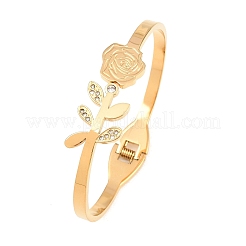 304 Stainless Steel Micro Pave Rhinestone Hinged Bangles for Women&nbsp;BJEW-E113-03G