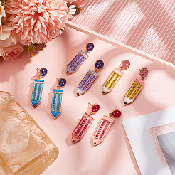 4 Pairs 4 Colors Alloy Enamel Pencil Dangle Stud Earrings for Teachers' Day&nbsp;EJEW-AN0004-86