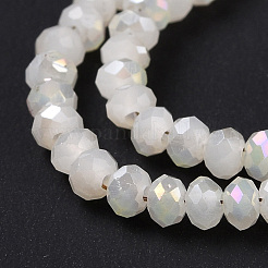 Half Plated Faceted Rondelle Electroplate Imitation Jade Glass Bead Strands&nbsp;X-EGLA-D020-3x2mm-05