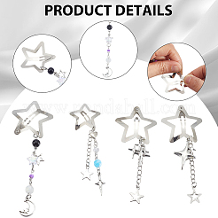 4Pcs 4 Styles Star Alloy Snap Hair Clips&nbsp;PHAR-CY0001-06
