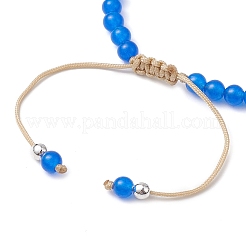 Round Shell Pearl & Natural Dyed Blue Malaysia Jade  Braided Bead Bracelets&nbsp;BJEW-JB10718-02