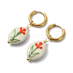 Printed Handmade Porcelain Dangle Earrings&nbsp;EJEW-JE07230