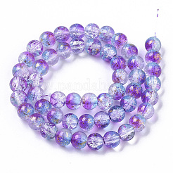 Transparent Spray Painted Crackle Glass Bead Strands&nbsp;GLAA-N035-03C-A03