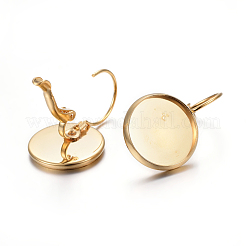 304 Stainless Steel Leverback Earring Settings&nbsp;STAS-F191-03G-14mm