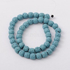Round Synthetic Lava Rock Dyed Beads Strands&nbsp;G-N0105-14