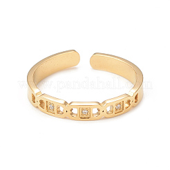 Crystal Rhinestone Oval with Square Open Cuff Ring&nbsp;X-RJEW-I096-20G