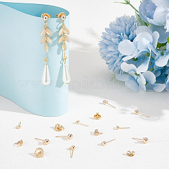 38Pcs 3 Size Brass Ball Stud Earring Post&nbsp;KK-AR0003-01