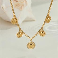 304 Stainless Steel 5 Sun Pendant Necklaces for Women&nbsp;WG2071C-01