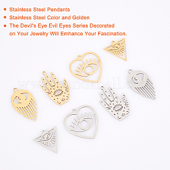 16Pcs 4 Style 201 Stainless Steel Pendants&nbsp;STAS-DC0001-63