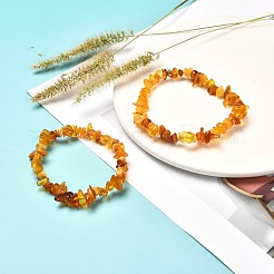 Natural Amber Chip Beads Stretch Bracelets Set for Parent and Kid&nbsp;BJEW-JB06819