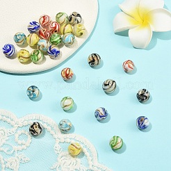 30Pcs 6 Colors Handmade Gold Sand Lampwork Beads&nbsp;LAMP-YW0004-21