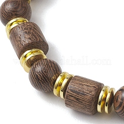 Natural Wenge Wood & Non-magnetic Synthetic Hematite Beads Stretch Bracelets for Women Men&nbsp;BJEW-JB13386