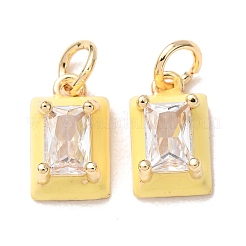 Brass Micro Pave Clear Cubic Zirconia with Enamel Charms&nbsp;CU-K002-51G-M