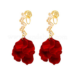 Flower Alloy Cubic Zirconia Dangle Stud Earrings&nbsp;FS-WG077B1-01