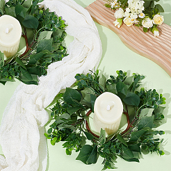 2Pcs Cloth Artificial Leaf Candle Rings Wreath&nbsp;AJEW-SP0004-47A
