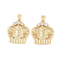 Brass Micro Pave Cubic Zirconia Pendants&nbsp;ZIRC-P106-20G
