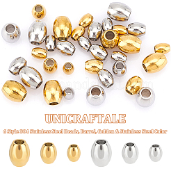 48Pcs 6 Style 304 Stainless Steel Beads&nbsp;STAS-UN0049-73