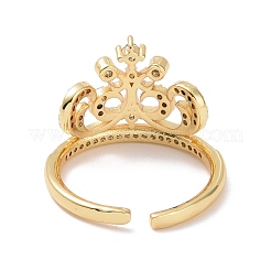 Clear Cubic Zirconia Crown Open Ring&nbsp;RJEW-P032-28G