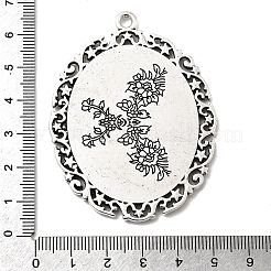 Tibetan Style Alloy Big Pendant Cabochon Settings&nbsp;TIBEP-553-AS-FF