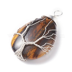 Natural Tiger Eye Pendants&nbsp;PALLOY-JF01307-05