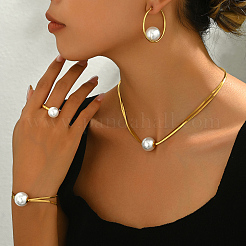 201 Stainless Steel Snake Bone Chain Bracelets & Earrings & Necklaces & Rings Sets&nbsp;RR0582
