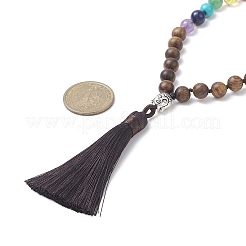 Natural & Synthetic Mixed Gemstone & Wood Buddhist Necklace&nbsp;NJEW-JN04308